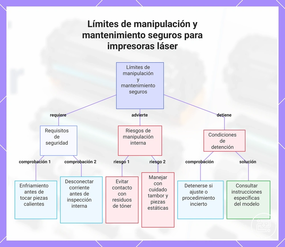 Límites de manipulación y mantenimiento seguros para impresoras láser